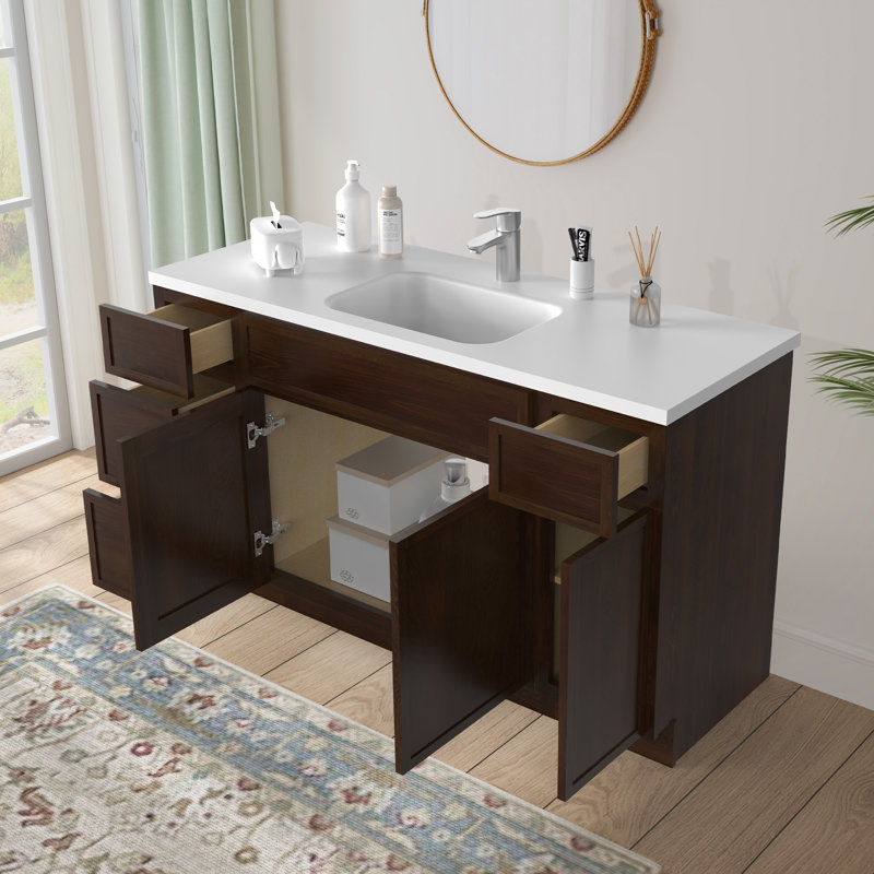 Base de meuble-lavabo simple 63 po seulement, Brun