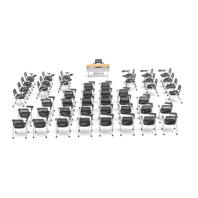 Novelty 47 Person Flip Top 22'' L Modular Training Table and Chair Set with Casters and Modesty Panel
