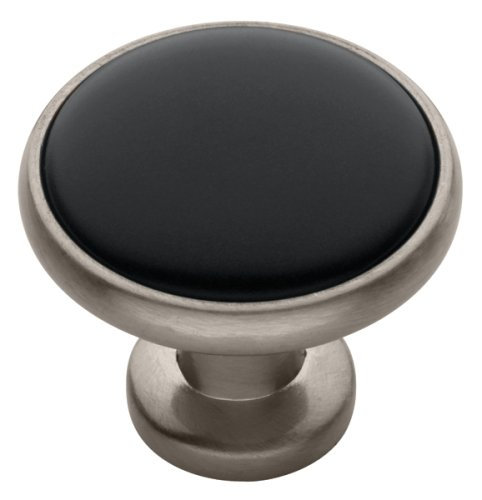 (Paquet de 5) Bouton élégant en nickel satiné et noir de 1 3/16 po