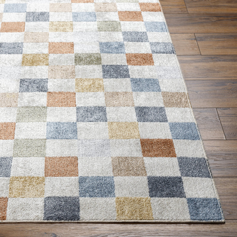 Jules Checkered Area Rug, Rond 6 pi 6 po