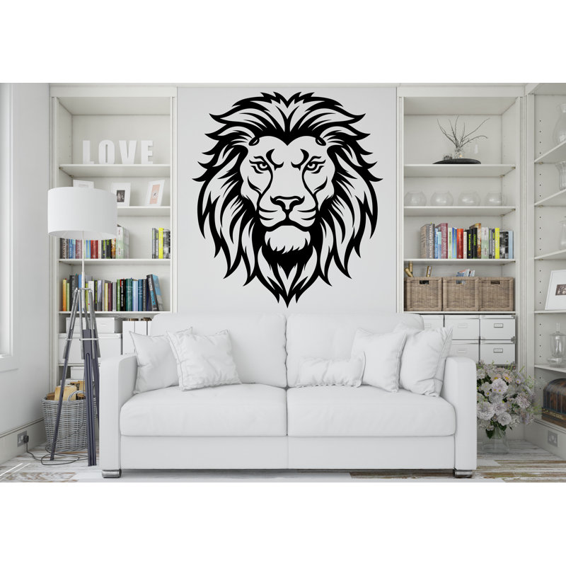 Adhésif décoratif tête de lion, Noir, H 45 po x l 51 po
