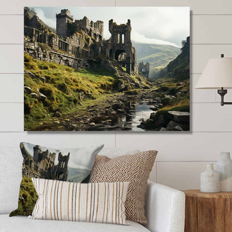 Irlande, château mystique I, H 16 po x l 32 po x P 1 po, Toile tendue