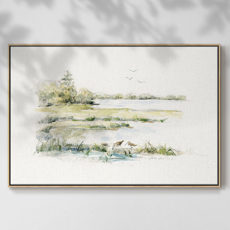 Cloisonné libellule, H 25 po x l 37 po x P 2 po, Natural Wood Framed Canvas