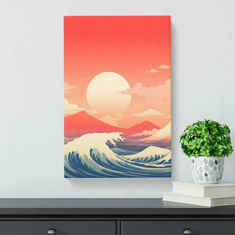 Wave Japanese Minimalism - Wrapped Canvas, 60cm H x 40cm W x 3cm D
