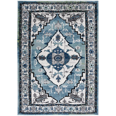 Tapis bleu-vert / ivoire Evanoff 261