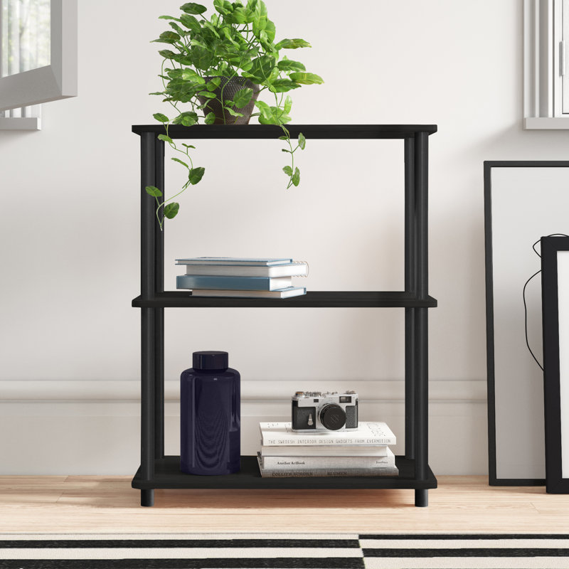 Hadriana 43.7" H x 23.6" W Plastic Etagere Bookcase, Espresso/Black