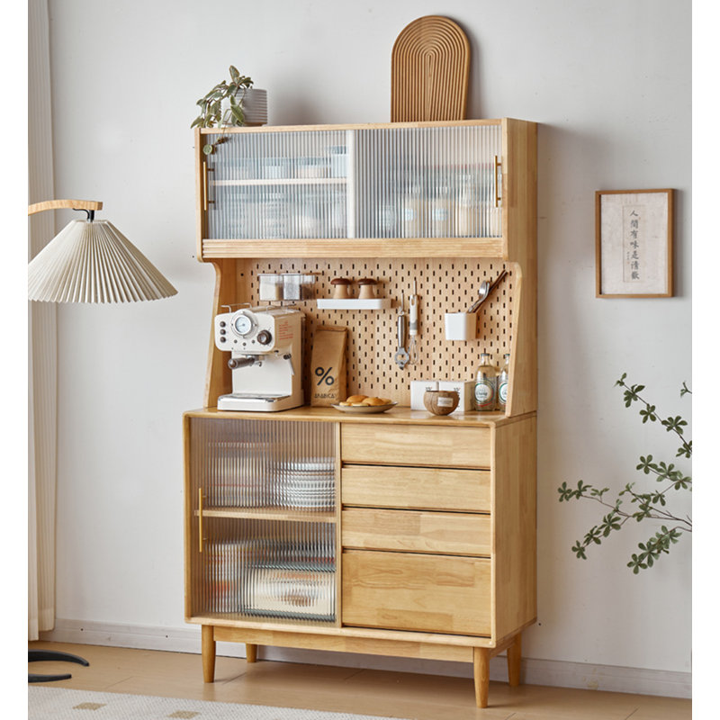 Simple Modern Rubberwood Multifunctional Food Cabinet, Natural