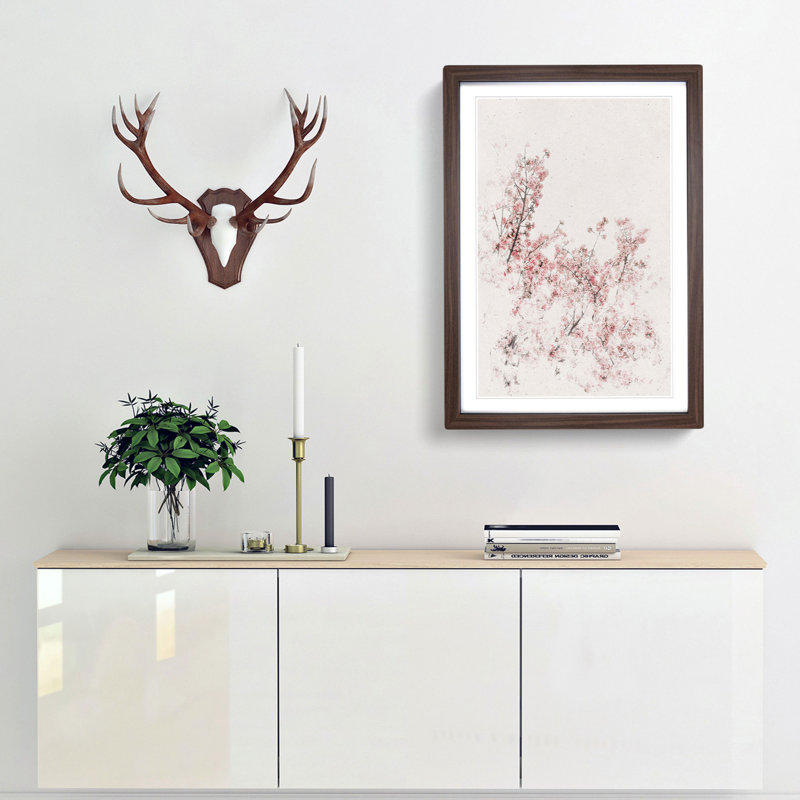 Pink Cherry Tree - Framed Print, 87cm H x 62cm W x 2cm D, Walnut Framed