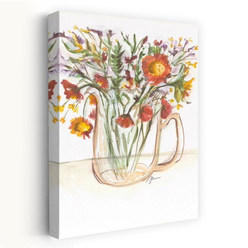 Art floral contemporain, fleurs de babeurre, H 24 po x l 16 po