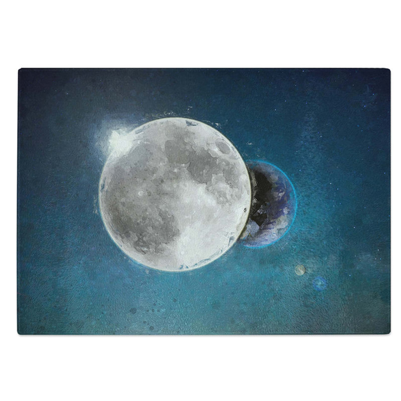Glass Earth Behind The Moon in Abstract Chopping Board, 28.5 cm W x 20 cm L