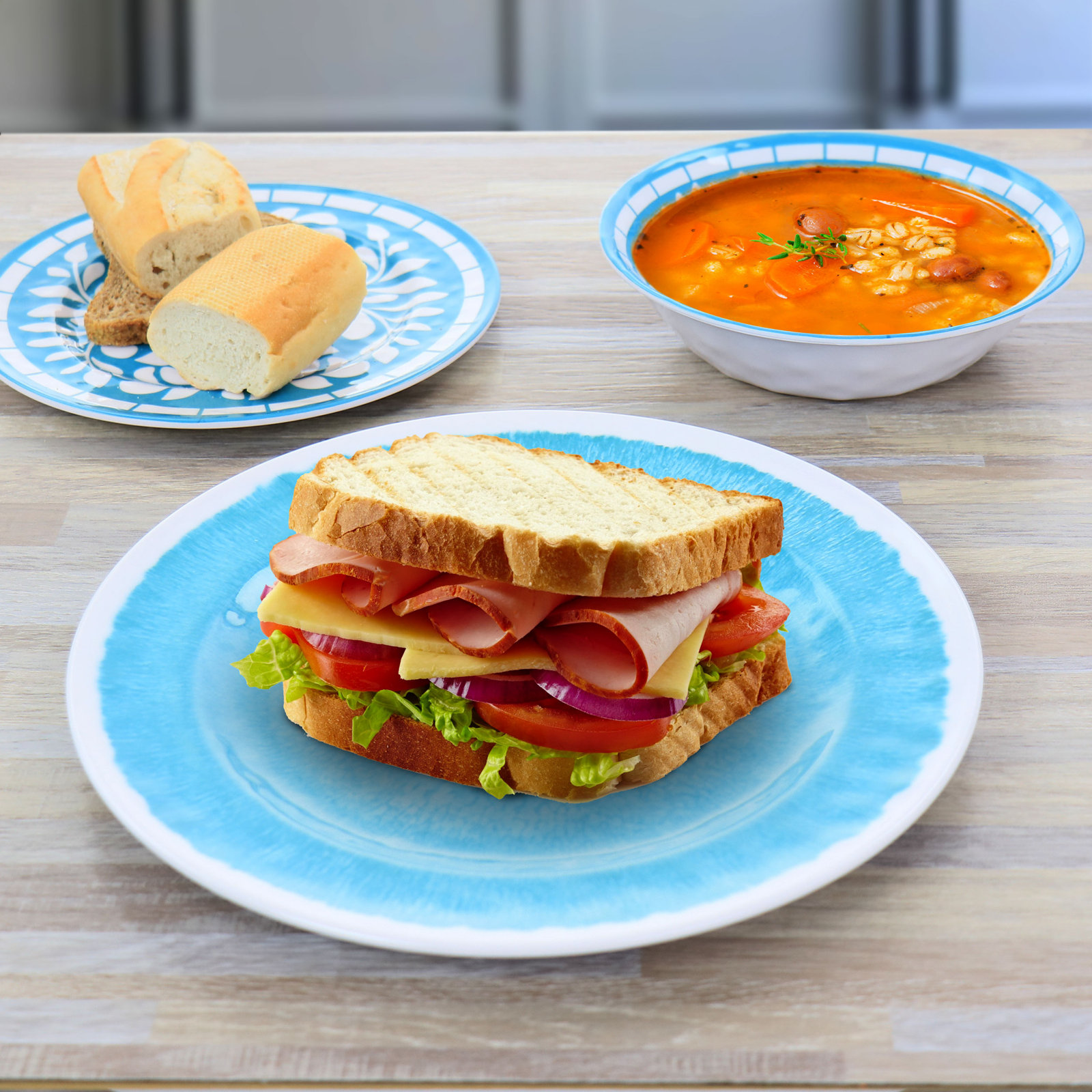 Melamine Dinnerware Set, Teal
