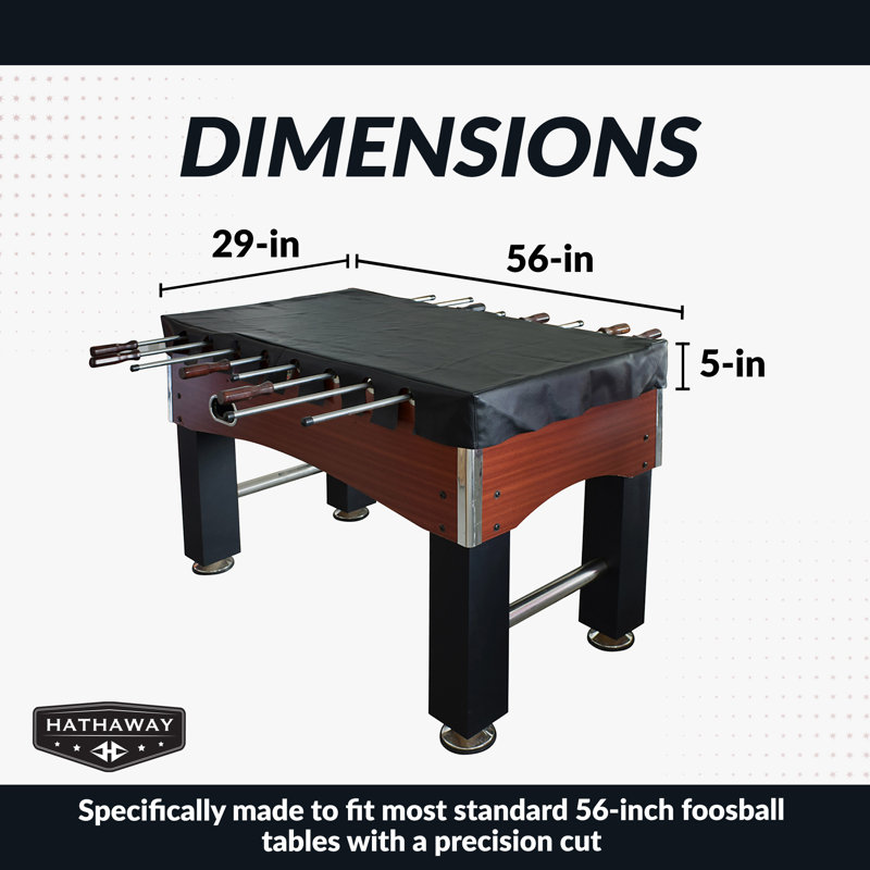 Housse pour table de soccer Hathaway - Housse de table de jeu ajustée de 56 po en noir - Cuir synthétique durable et infroissable avec dessous souple - Protection contre la poussière et les déversements pour les accessoires et les tables de soccer