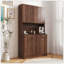 70.87" Tall Wardrobe& Kitchen Cabinet, With 6-Doors, 1-Open Shelves And 1-Drawer For Bedroom,Walnut
