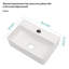 Lavabo mural rectangulaire en céramique blanche de 37 x 25 cm, lavabo suspendu compact avec un seul trou de robinetterie, bonde de 4,5 cm, hauteur de 10,7 cm, pour petites salles de bain et salles d'eau.