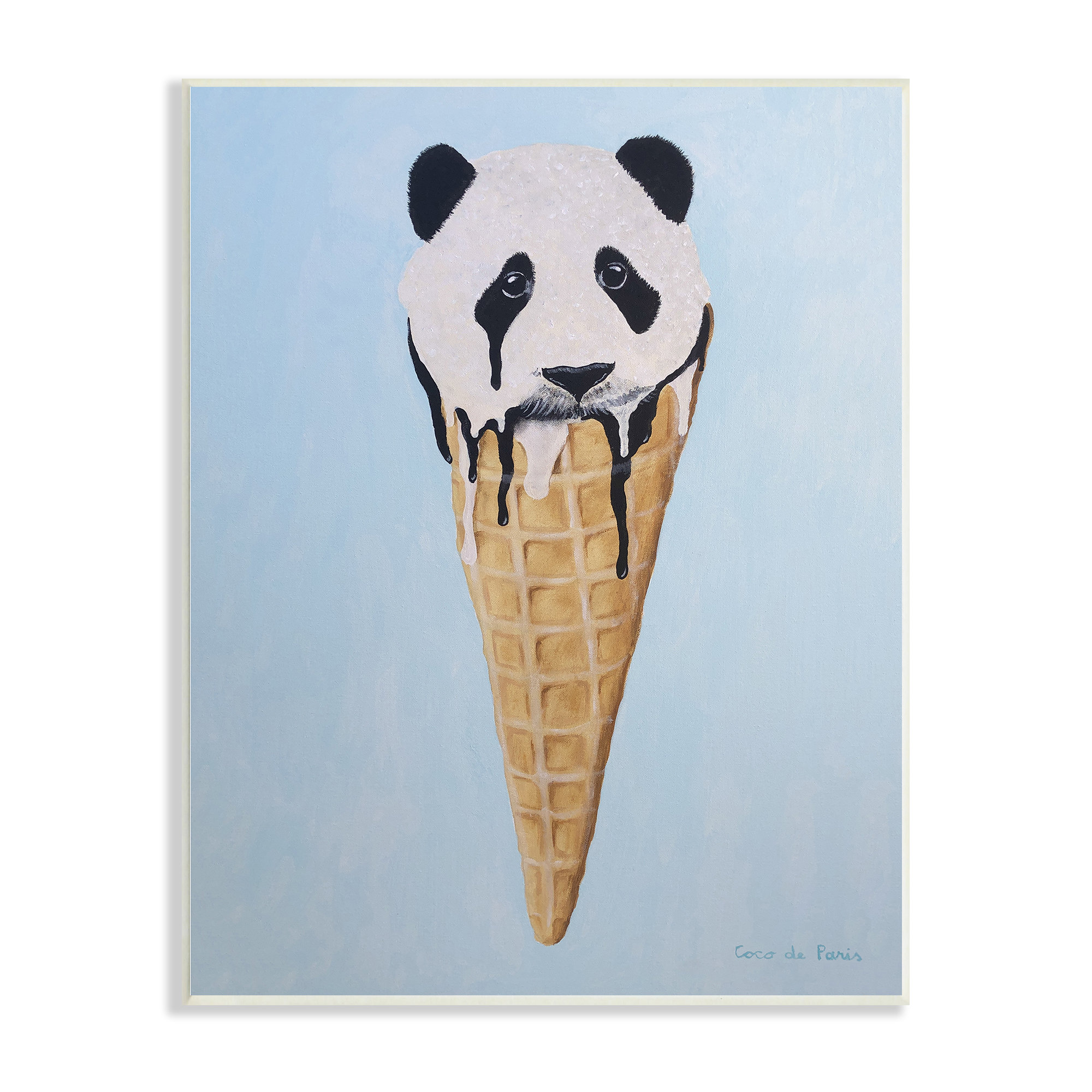 Stupell Industries Adorable Panda Bear Ice Cream Waffle Cone by Coco De Paris - Painting | Wayfair