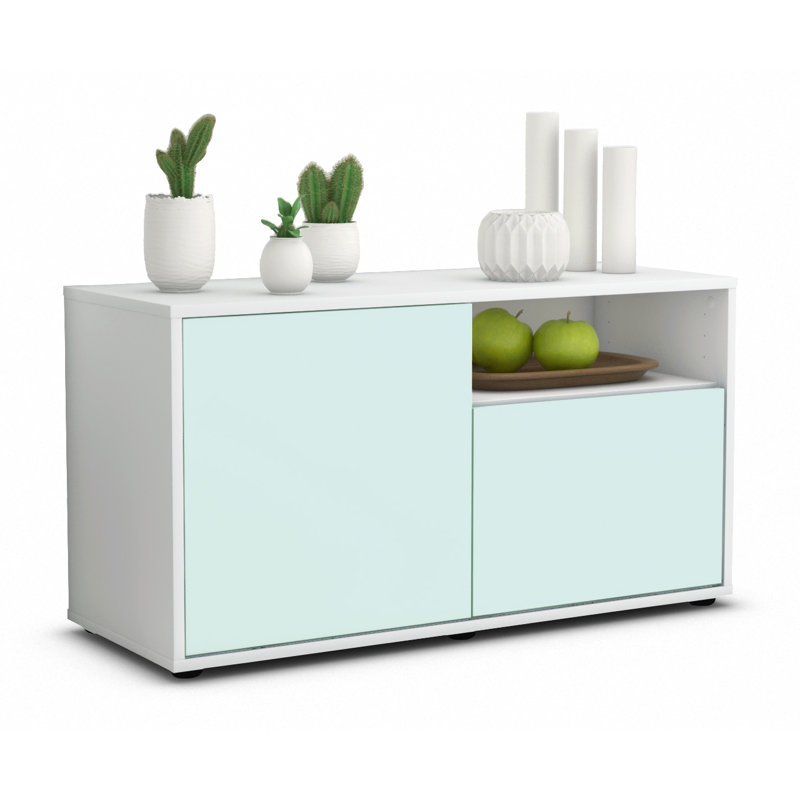 Xzavier 92cm W Chest of Drawers, Light Blue / Matte White