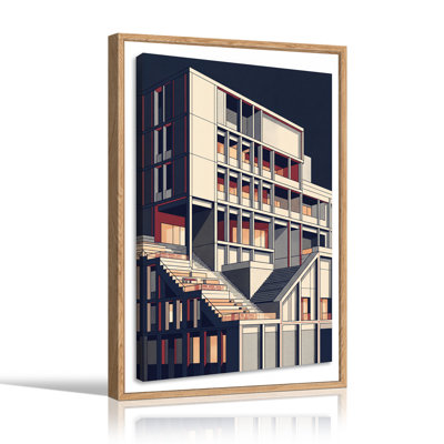 Abstrait bâtiment géométrique sur toile bleu marine