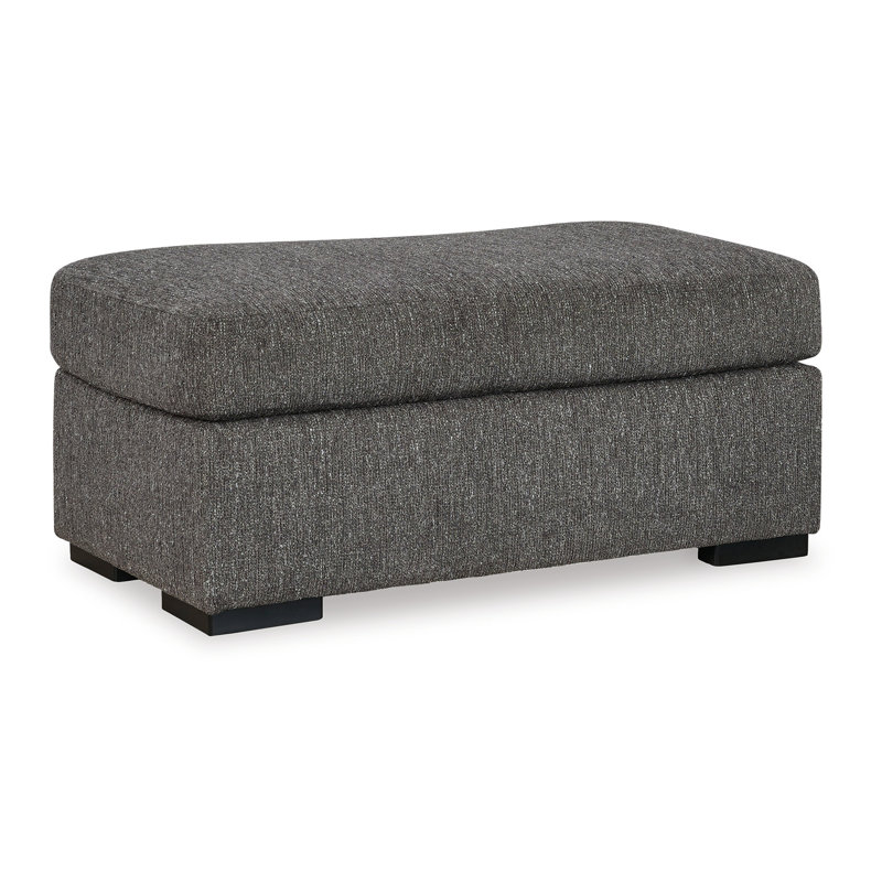Repose-pieds décoratif Iqay, simili bois noir, polyester gris étain 44 po