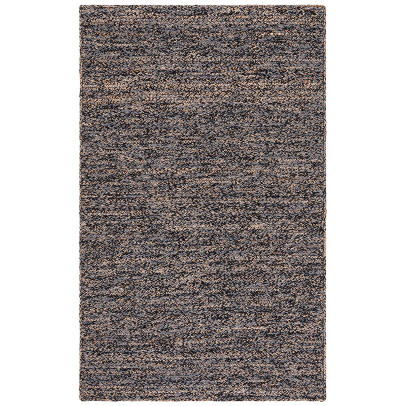 Jariell Natural Fiber Hand Loomed Wool/Jute Rug in Black/Natural, Rectangle 4' x 6'