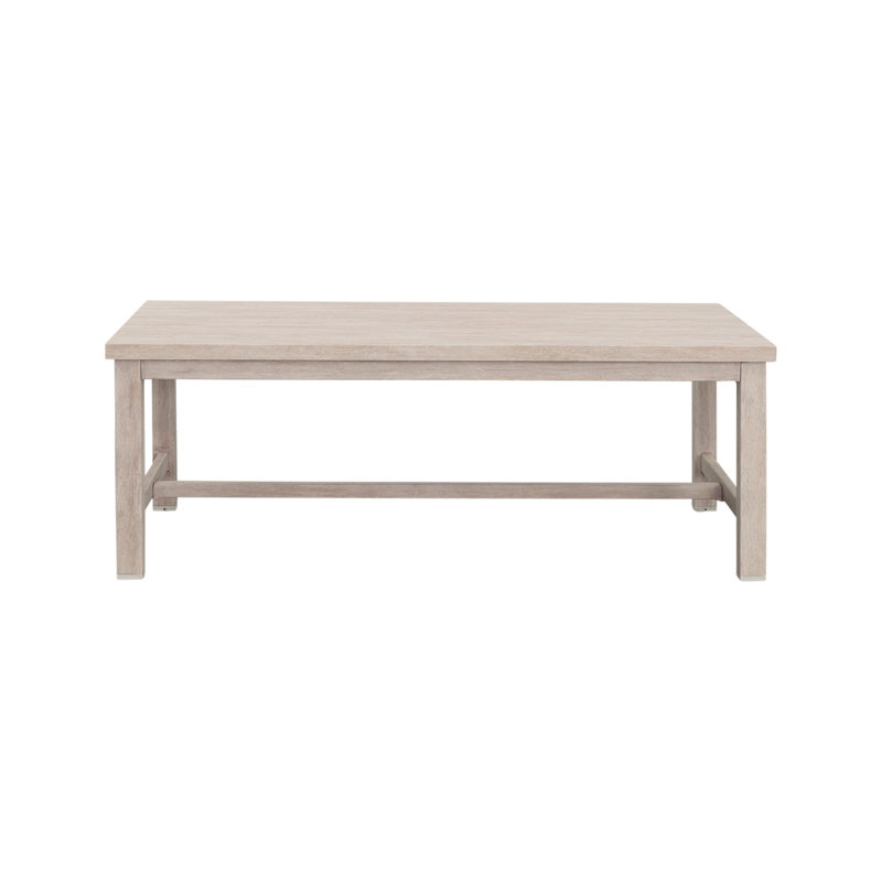 Durable Outdoor End Table - Solid Aluminum Construction, Whitewashed Birch Look - Natural Charm, Adjustable Levelers