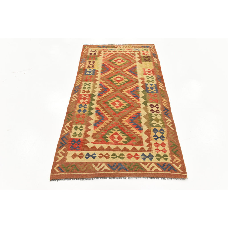 Tapis de la zone en laine brun/rouge 3 pi x 6 pi 8 po one-of-kind-noué la Doorfield
