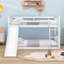 Lit superposé double au dessus d'un lit double en bois avec glissade-2124926297