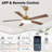 Vaczon 52" Smart Ceiling Fan with Dimmable 3CCT LED Lights and Remote Control, 6 Speeds Reversible DC Motor, Timer, Double-Sided Wood Blades, 6''/10'' Downrods, for Indoor/Covered Outdoor Use-487043147