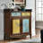 Brown Solid Wood Shoe Storage Bench