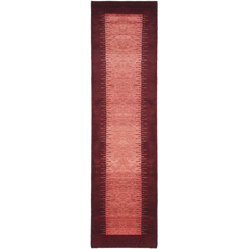 Tapis de noué la brun clair/rouge assortté à la main Gabbeh, Coureur 2'3" x 9'6"