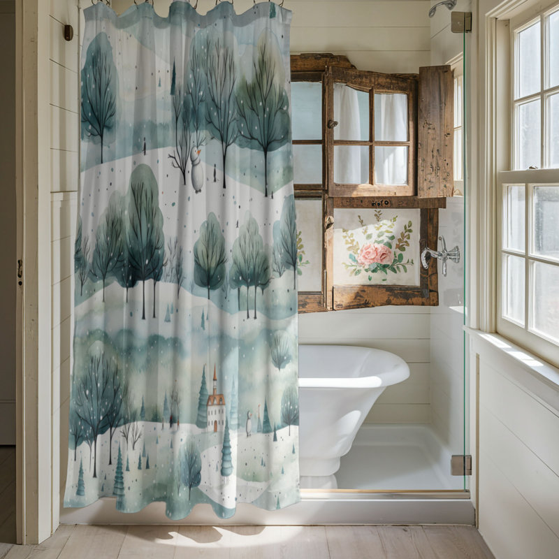 Rideau de douche Wintry Eden - Premium, H 74 po x l 71 po