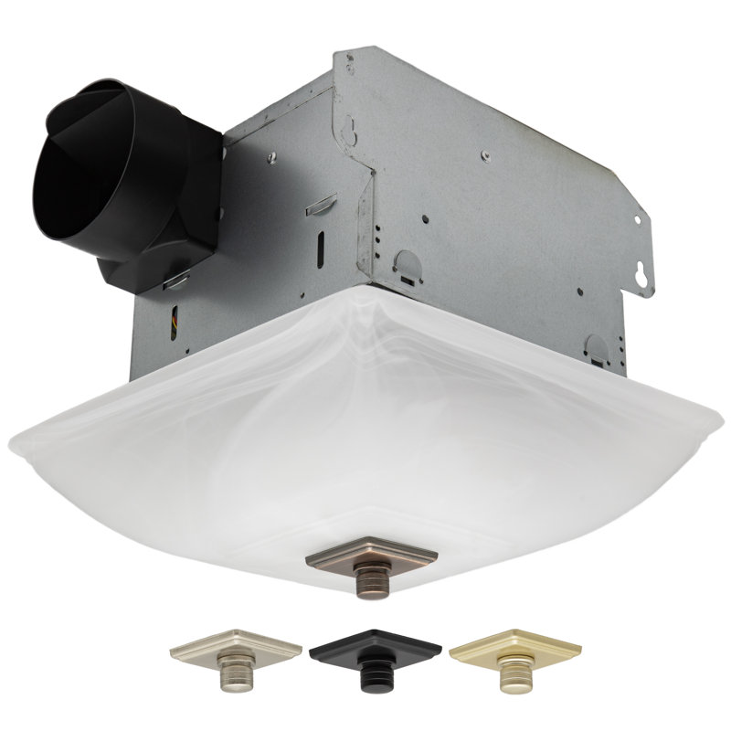 Decorative Square Semi-Flush 70CFM, 1.5 Sones Dimmable LED Bathroom Exhaust Fan