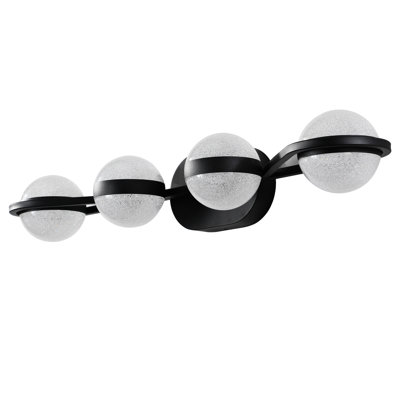 Bathroom Vanity - 4 Bulb Led Frosted Glass Shades, Wall Mounted Black Cool Lighting In