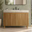 Meuble-lavabo simple LULA de 76 cm (30 po) d'aspect bois avec comptoir en pierre frittée couleur crème veinée or-136845789