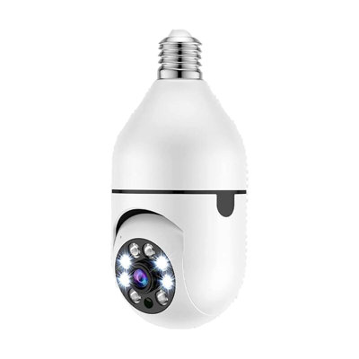 Caméra de sécurité à ampoule, inclinaison 355 °, 90 °, WiFi, étanche IP66, vision nocturne, audio bidirectionnel, zoom 4X, intérieur extérieur, blanc