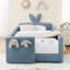 Lit simple tapissier Boucle avec oreilles de lapin, rail et rangement, tête de lit bleue ciel dans la chambre-130530601