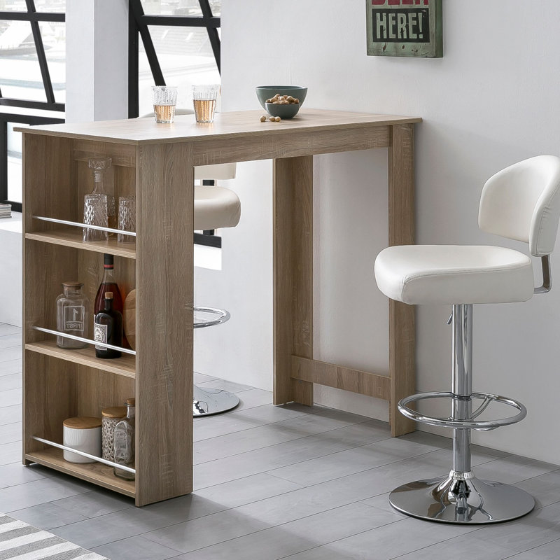Dining Table/Bar Table Zukowski 120 X 107.5 X 60 Cm Wooden Bar Table Kitchen Counter, Sonoma