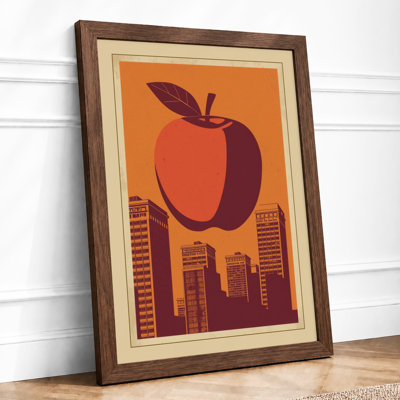Apple Over City Retro - Framed Print