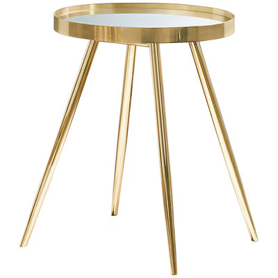 Round Mirror Top End Side Table