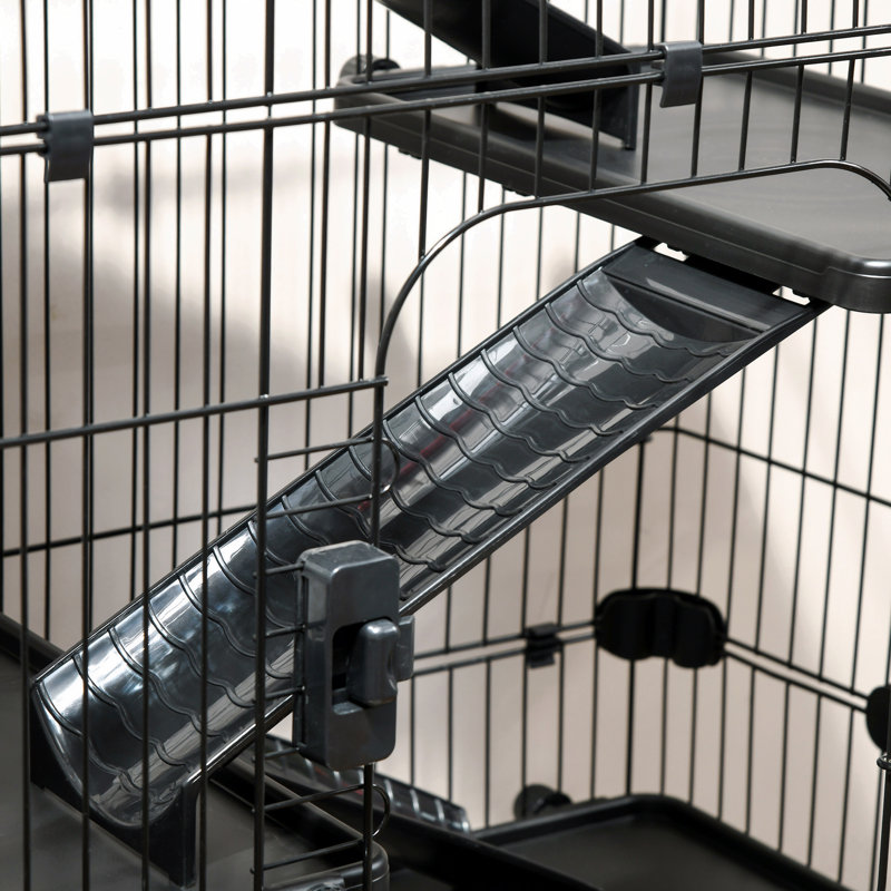 Cage pour petits animaux avec roues, cage à lapin portable à 6 niveaux, cage de furet Chinchilla avec plateau amovible, plateformes et rampes