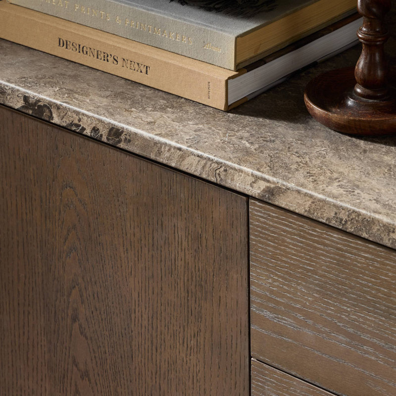 Lawson Media Console-Warm Grey Marble