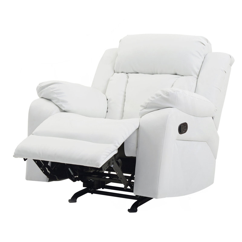 Élégant fauteuil inclinable blanc avec accoudoirs rembourrés, Blanc