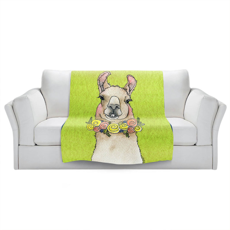 Couverture Tooth Llama, 68 po x 80 po, Lime