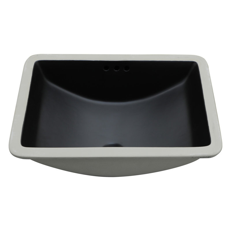 21"X14.75" Black Ceramic Undermount Bathroom Sink With Overflow