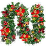 6FT Pre-Lit Christmas Garland with 50 LED Lights – Battery Operated, Timer Function, 8 Modes