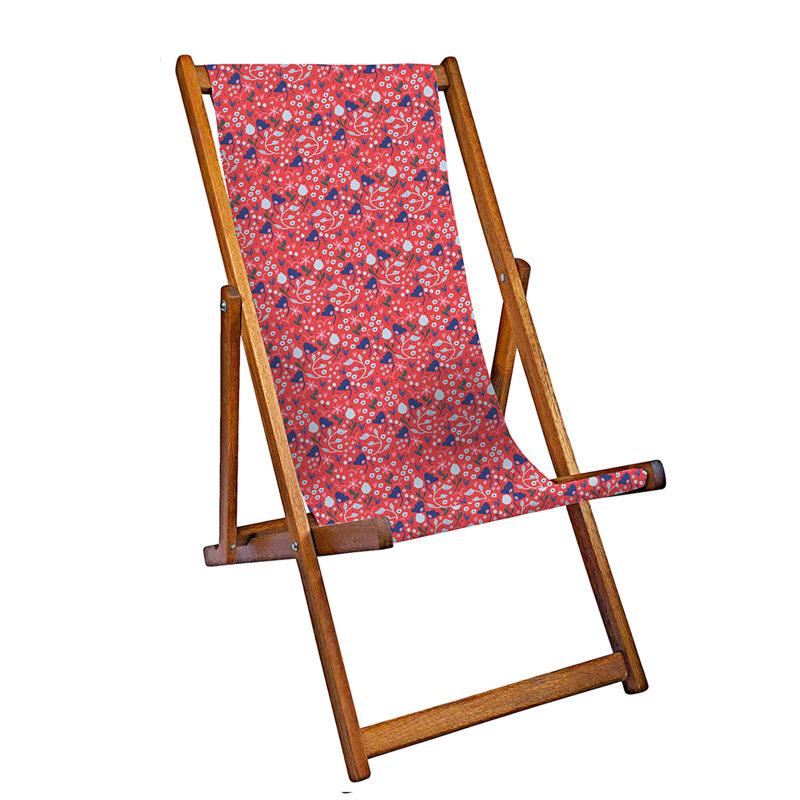 Corvena Folding Deck Chair, Pink/Navy