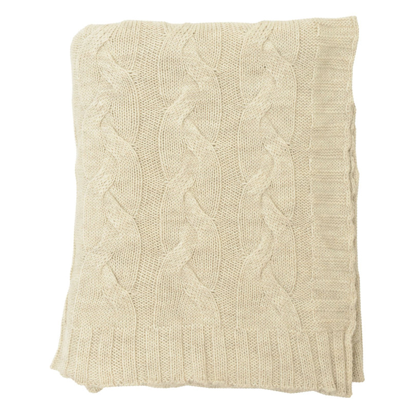 Hampton Knitted Throw Blanket, Beige