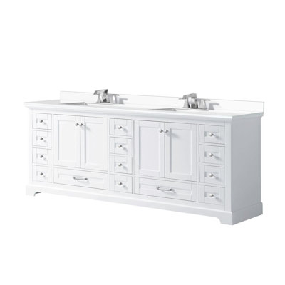 Double Bath Vanity with Quartz Top and Faucet Set