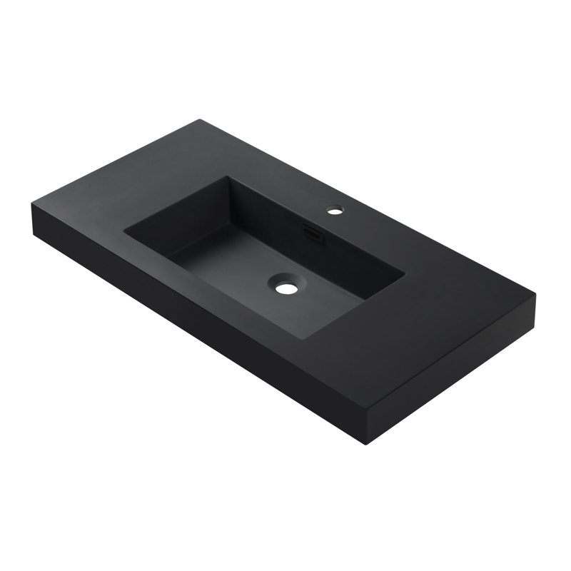 Dowell 36" Rectangular Drop-In Bathroom Sink with Overflow, Black