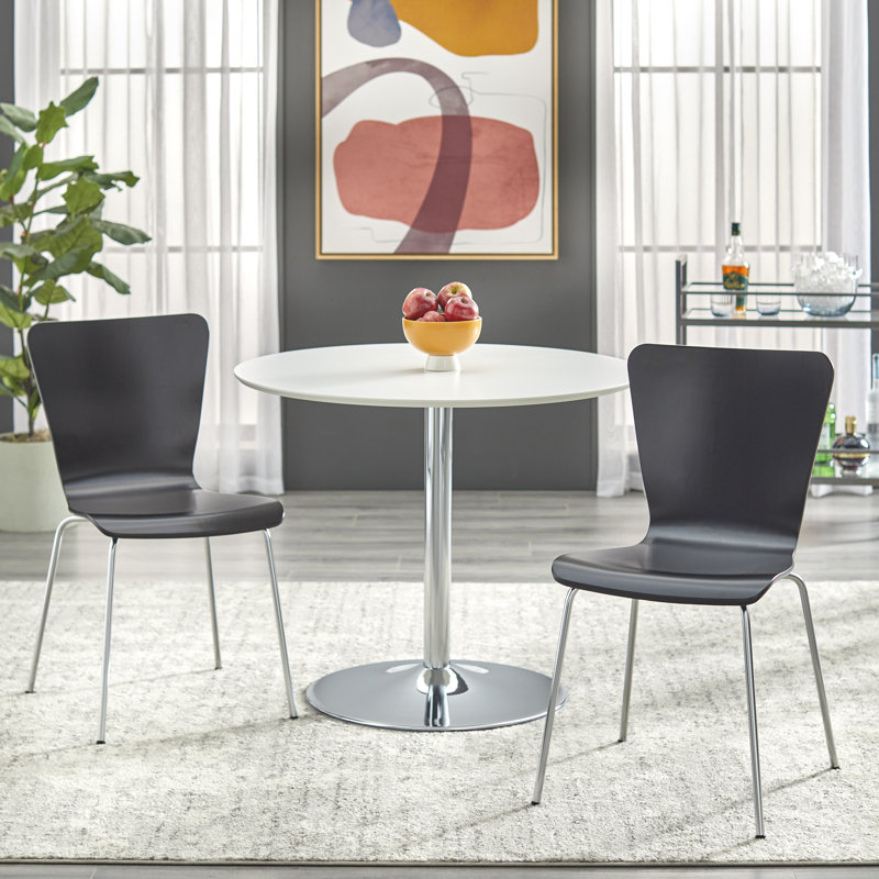 Ensemble de salle à manger Theotis, Noir, 3 pièces : 1 table, 2 chaises
