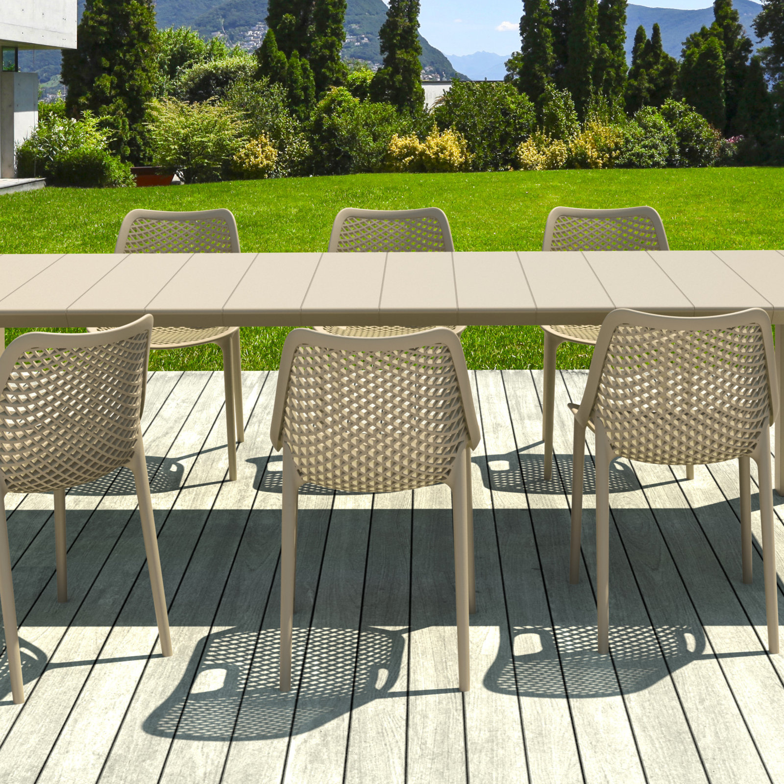 Farrah Stackable Patio Side Chair, Taupe